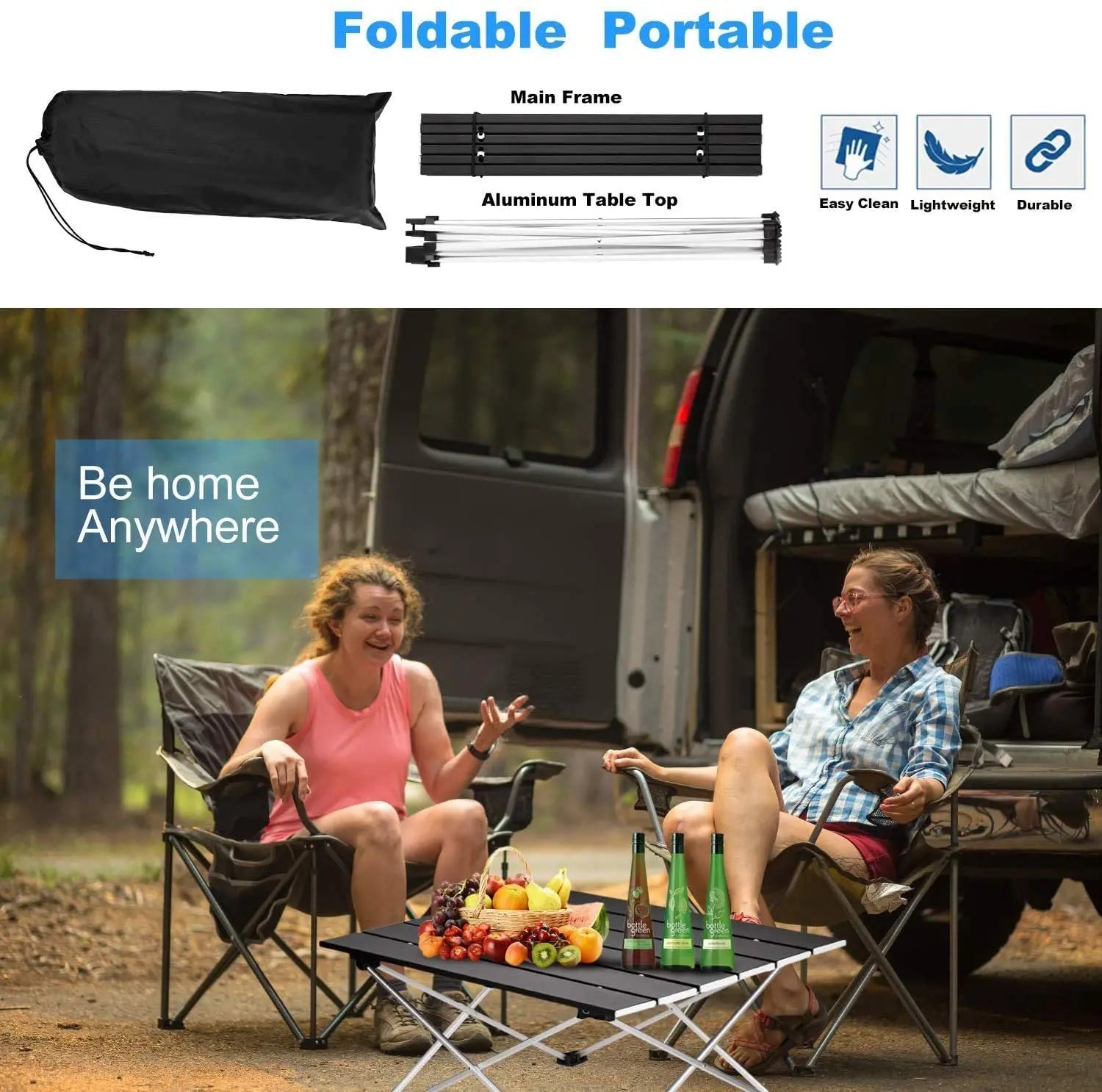 AZULBLANCO Ultralight Folding Camping Table Aluminium Outdoor Picnic BBQ Desk