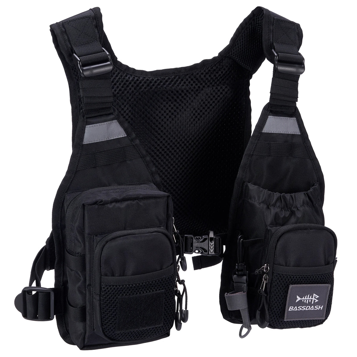 BASSDASH FV08 Ultra Lightweight Backcountry Survival Fly Fishing Vest Portable Chest Pack Adjustable Outdoor Gear
