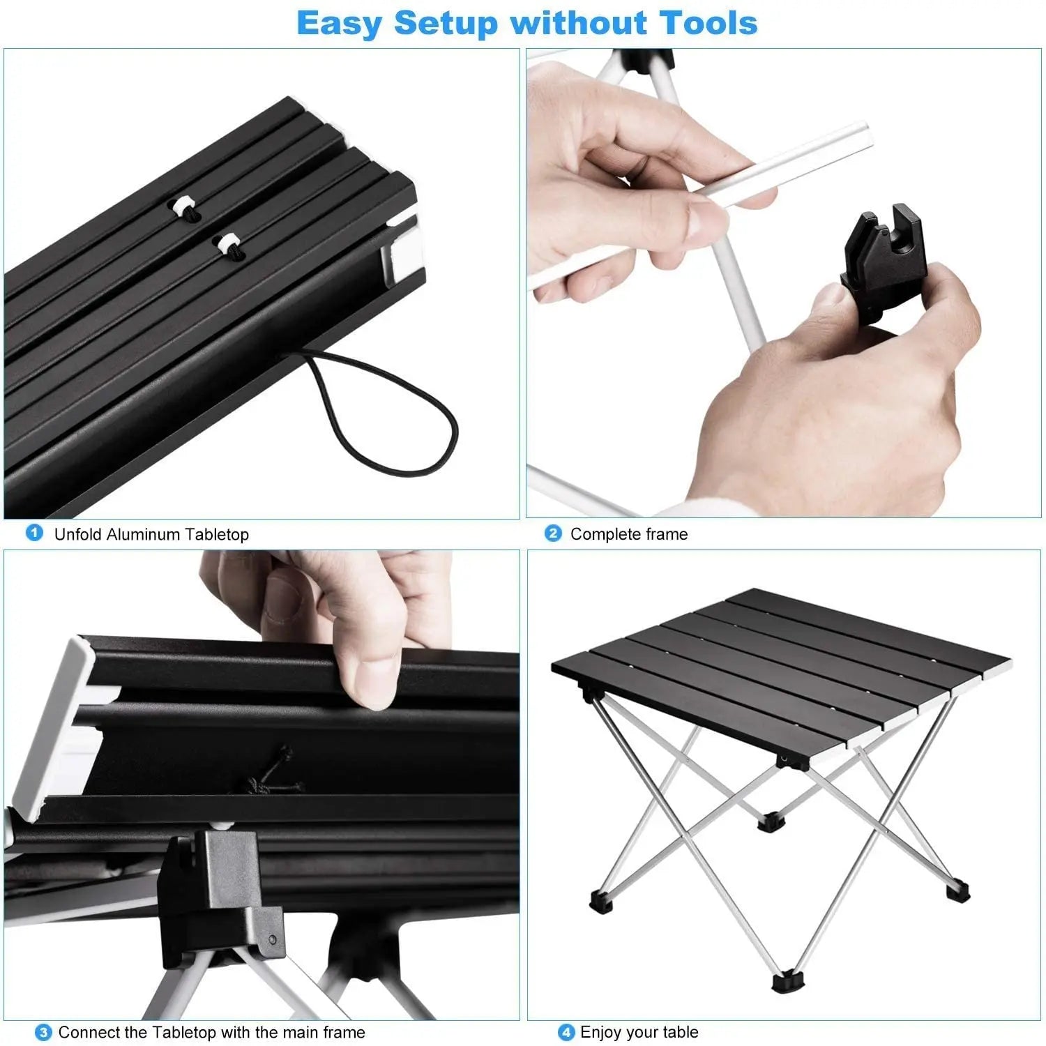 AZULBLANCO Ultralight Folding Camping Table Aluminium Outdoor Picnic BBQ Desk