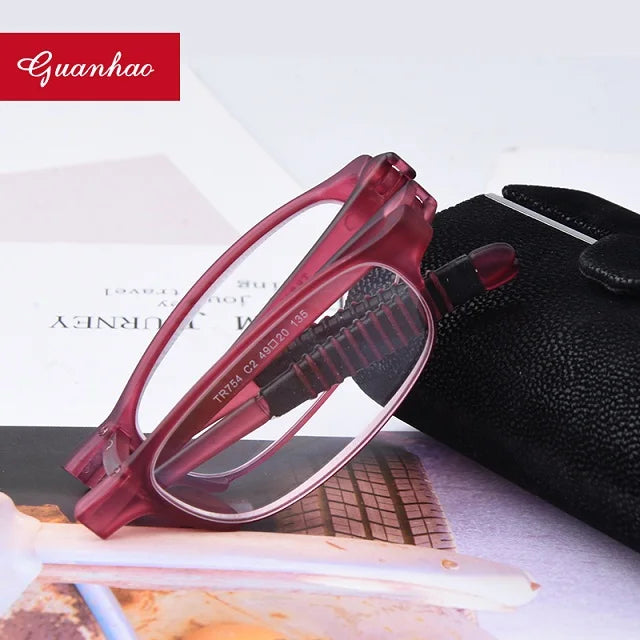 Ultralight Folding Reading Glasses TR90 Frame Portable Slim Presbyopia Spectacles Case Design