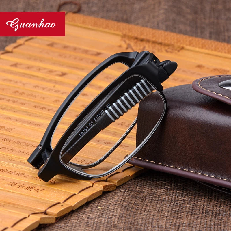 Ultralight Folding Reading Glasses TR90 Frame Portable Slim Presbyopia Spectacles Case Design