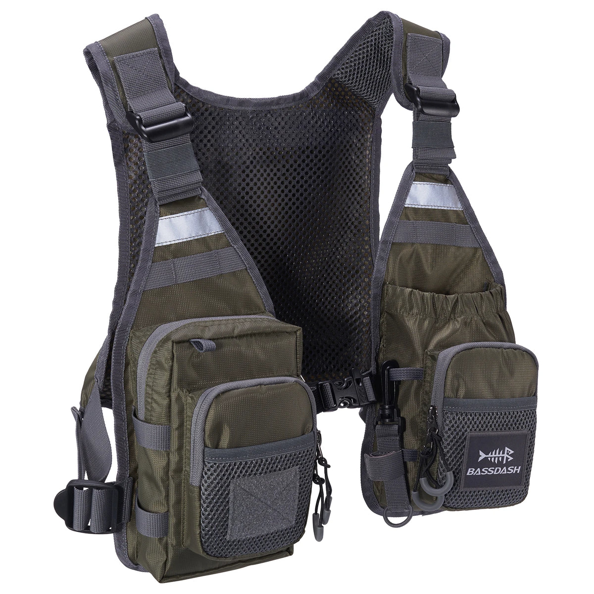 BASSDASH FV08 Ultra Lightweight Backcountry Survival Fly Fishing Vest Portable Chest Pack Adjustable Outdoor Gear