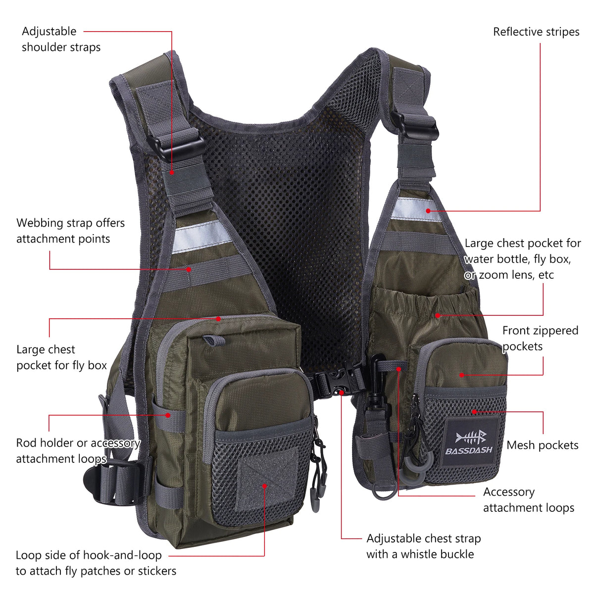 Ultra Lightweight Backcountry Survival Vest Adjustable Chest Pack Outdoor Storage Gear