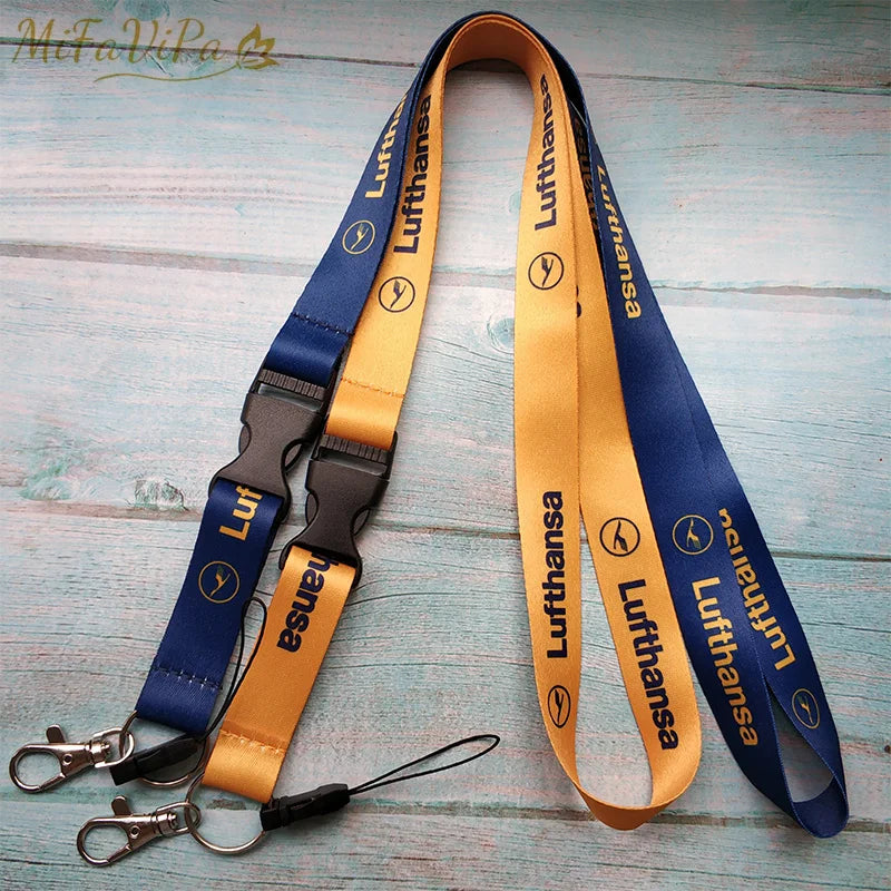 Aviation Crew Lanyard Keychain Navy Neck Strap ID Holder Travel Key Ring Fashion Accessory