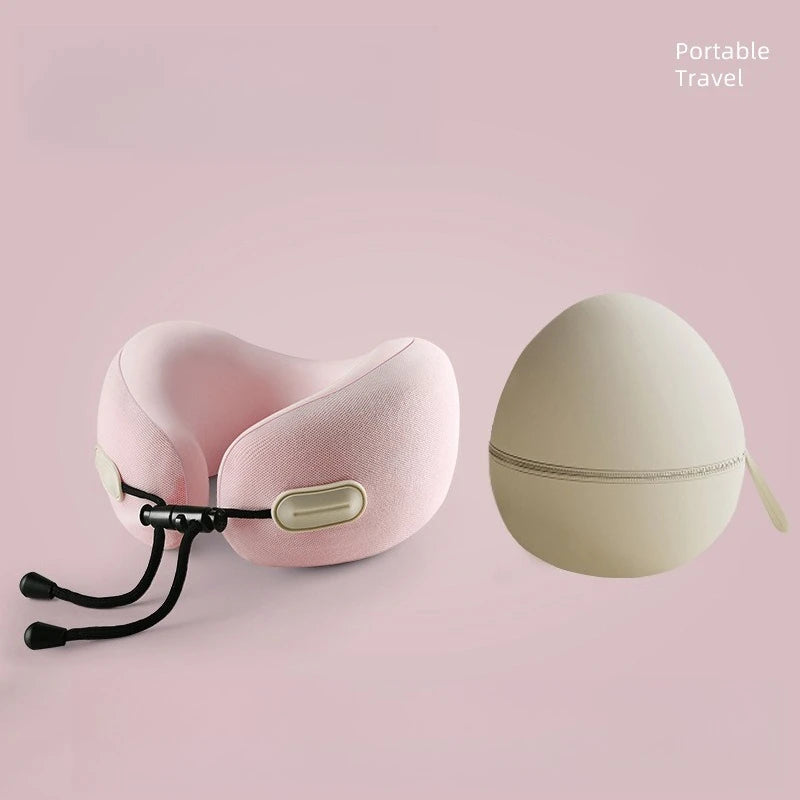 Memory Foam U Shaped Neck Pillow Compact Foldable Travel Pillow for Airplane Flights and Naps