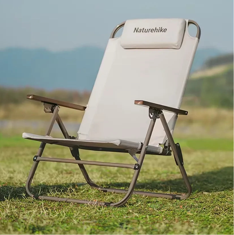 Adjustable Folding Camping Recliner Chair High Back Outdoor Portable Lounge Relax Seat