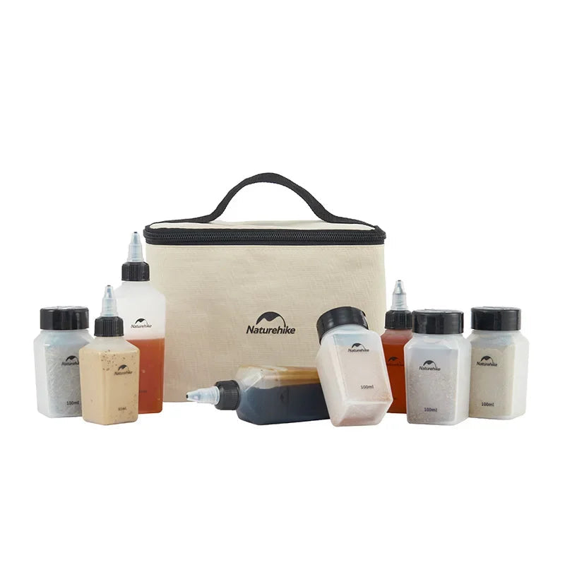 Portable Camping Seasoning Bottle Set with Storage Bag Outdoor Picnic BBQ Condiment Kit Gear