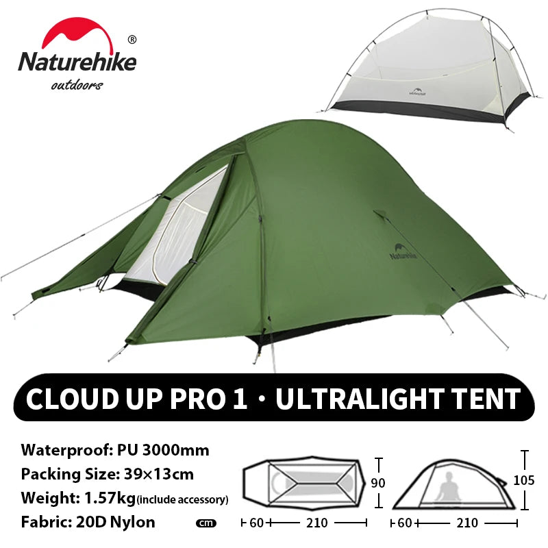 NATUREHIKE Cloud Up Ultralight 1 2 3 Person Waterproof Camping Hiking Backpacking Tent