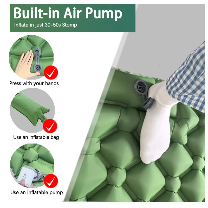 Ultralight Inflatable Camping Sleeping Pad with Built In Pump and Pillow Hiking Air Mattress Bed