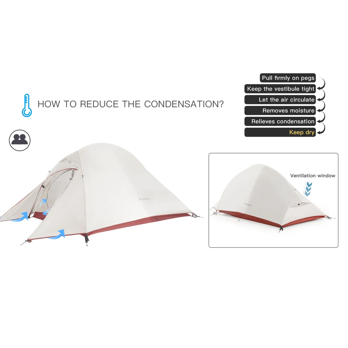 BISINNA Ultralight 20D Nylon Waterproof Camping Tent 1-2 Person Hiking Travel Shelter