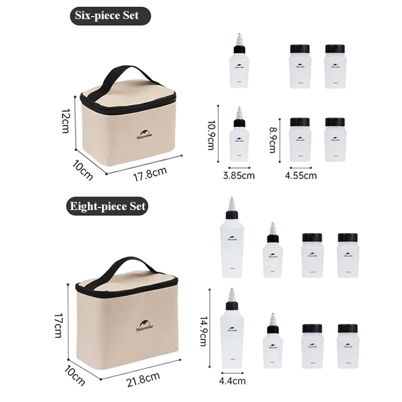 Portable Camping Seasoning Bottle Set with Storage Bag Outdoor Picnic BBQ Condiment Kit Gear