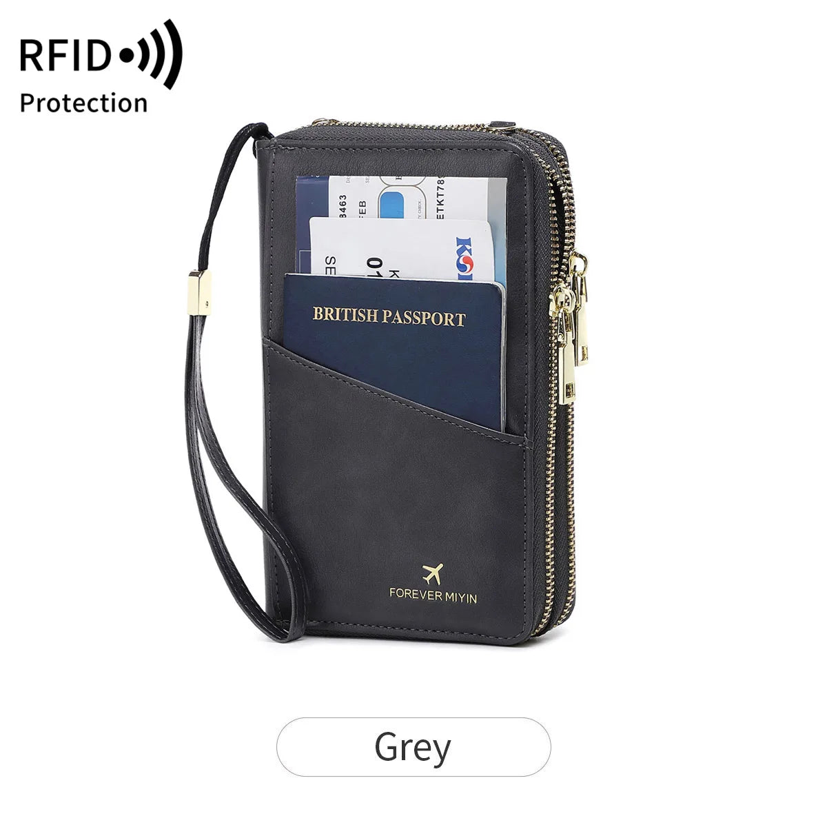 Travel Passport Wallet PU Leather Multi Functional Double Zipper Passport Cover for Travel