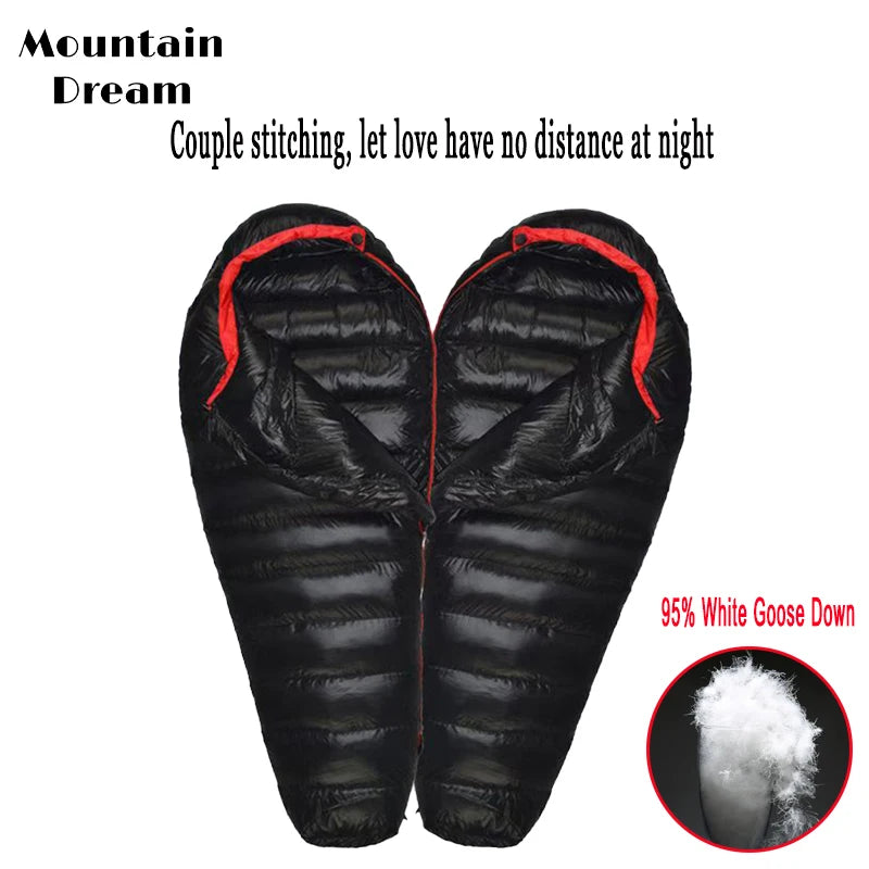 KOSRTON Winter Goose Down Mummy Sleeping Bag -20C Adult Camping Three Season Warm