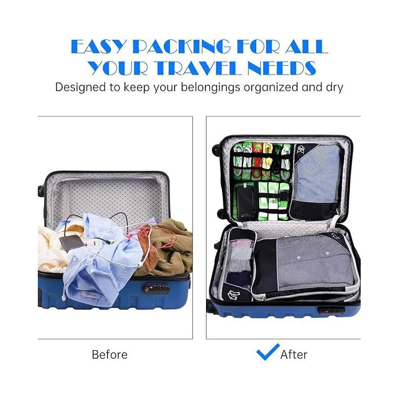 5 Piece Travel Organiser Packing Cubes Set Clothes Storage Compression Bags for Suitcase