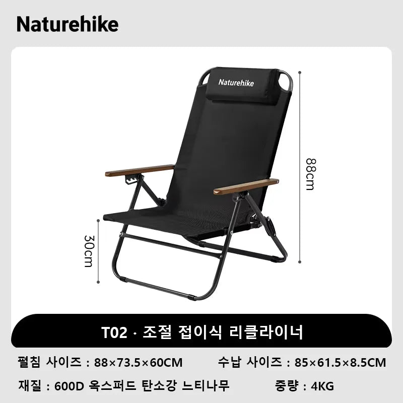 Adjustable Folding Camping Recliner Chair High Back Outdoor Portable Lounge Relax Seat