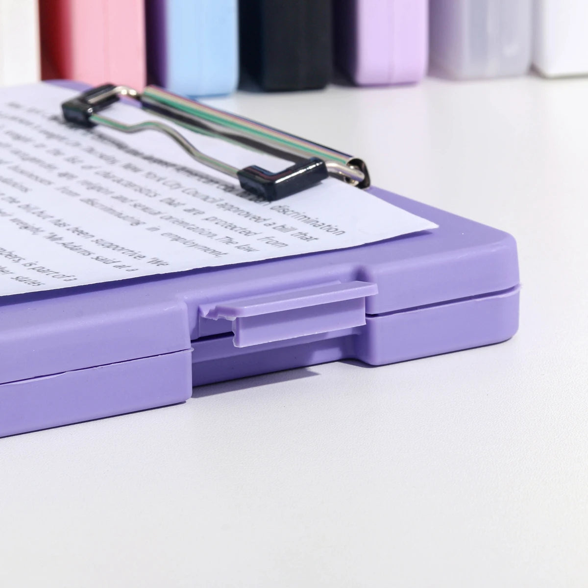 A4 File Storage Box with Writing Pad Clipboard Portable Document Organiser Office School Case