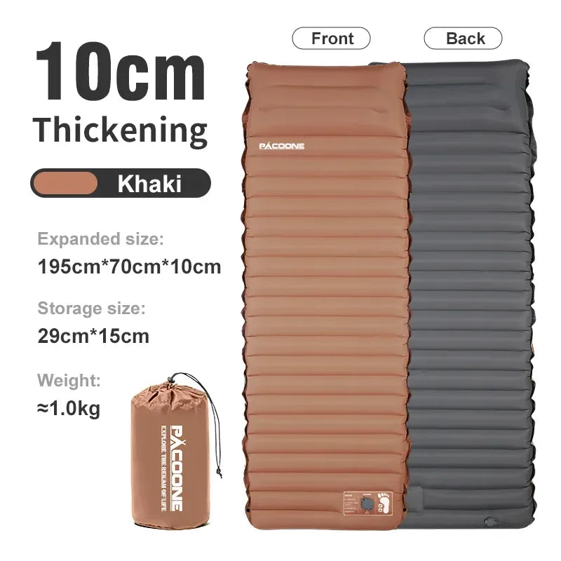 PACOONE Ultralight Self Inflating Camping Mattress Built-in Pump Travel Hiking Fishing Pad