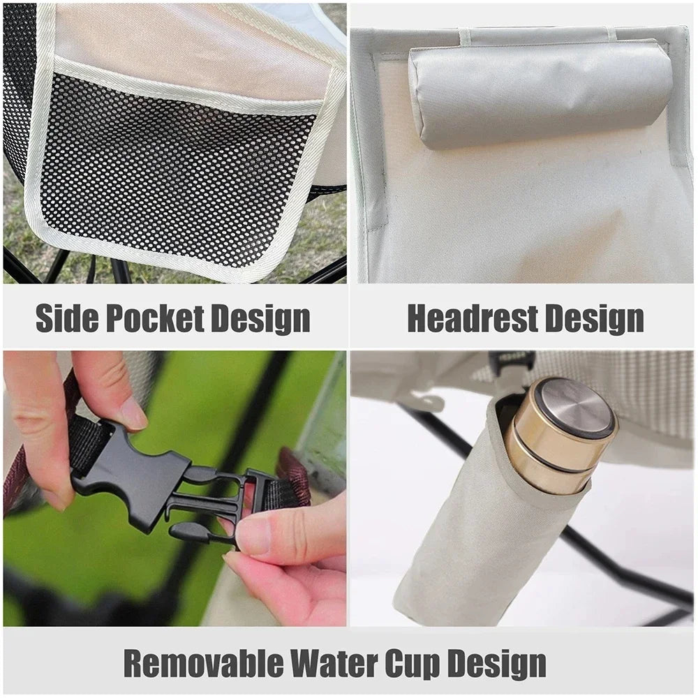 WEST TUNE Portable Folding Camping Chair with Headrest Lightweight Aluminium Travel