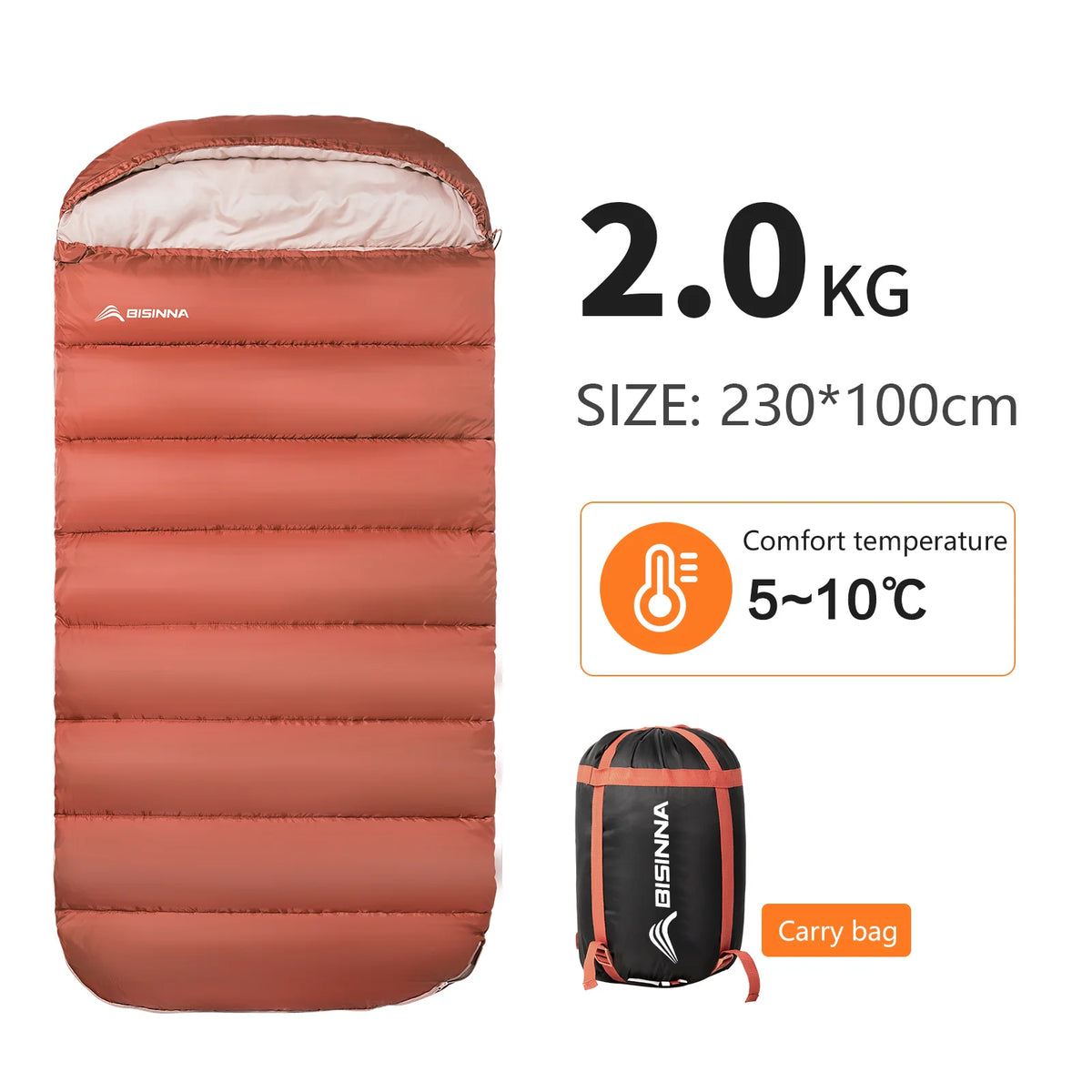 BISINNA Large 3 Season Sleeping Bag Lightweight Widen Long Adult Envelope Camping Bag