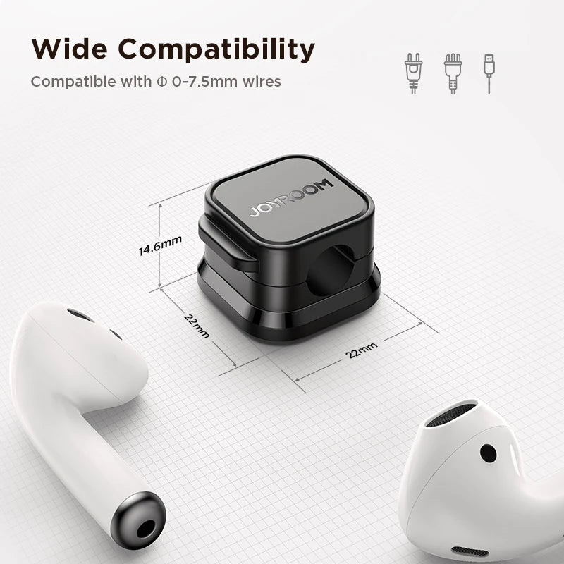 JOYROOM Magnetic Cable Clips Adjustable Cord Holder Under Desk Wire Organiser Management