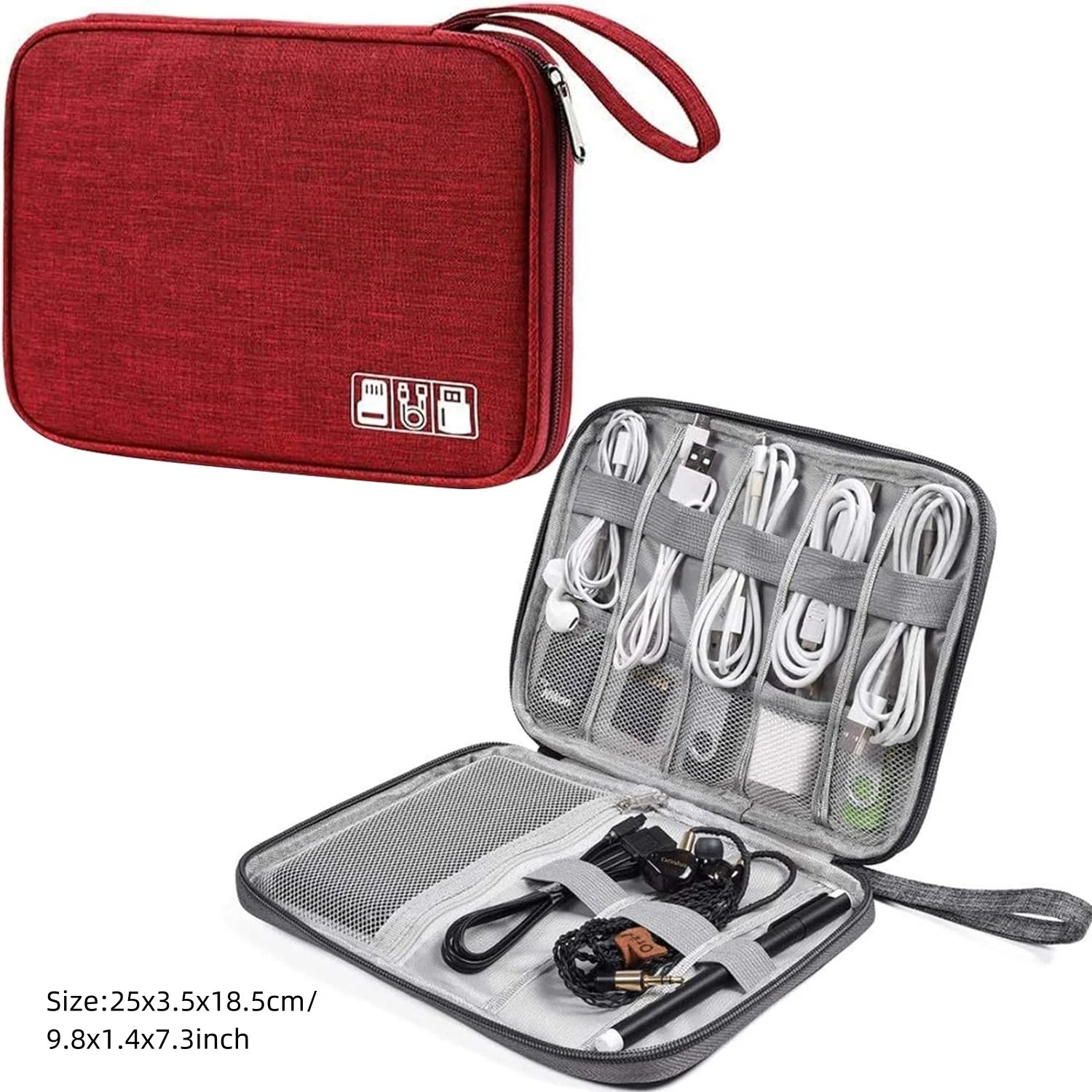 Travel Cable Organiser Bag, Portable Digital Storage Pouch for Gadgets and Electronic Devices