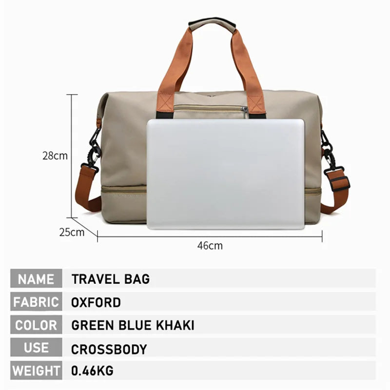 Waterproof Travel Duffle Bag Large Capacity Dry and Wet Sports Bag with Trolley Sleeve