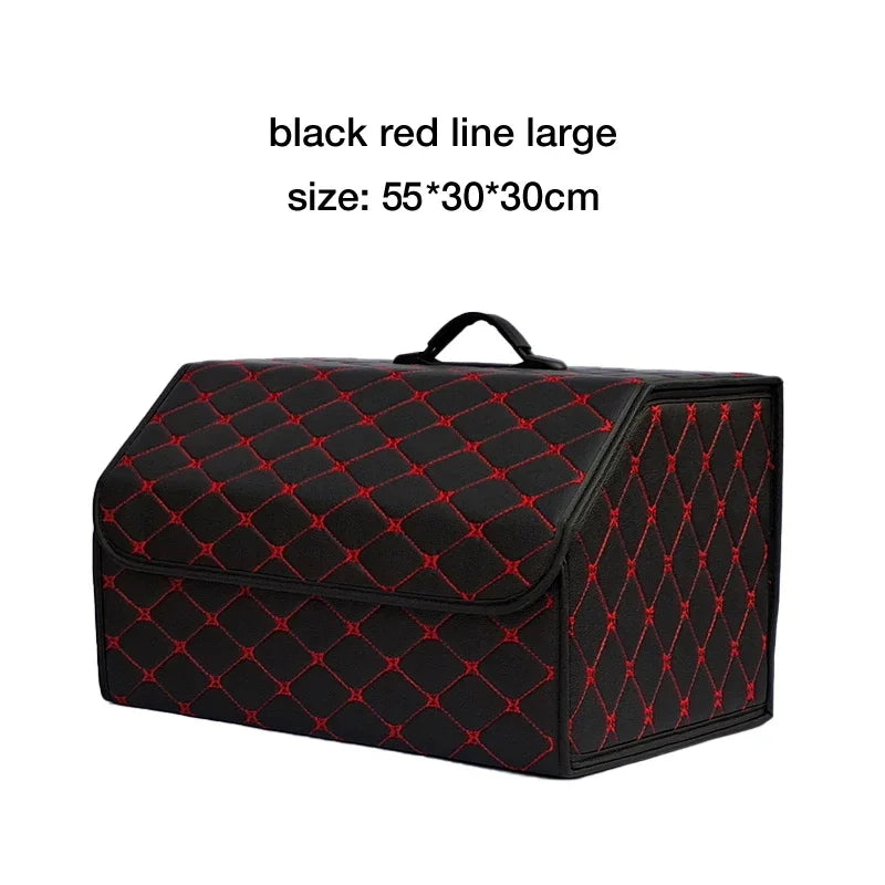 Large Capacity PU Leather Car Boot Organiser Folding Storage Box for Tools Travel Emergency Gear