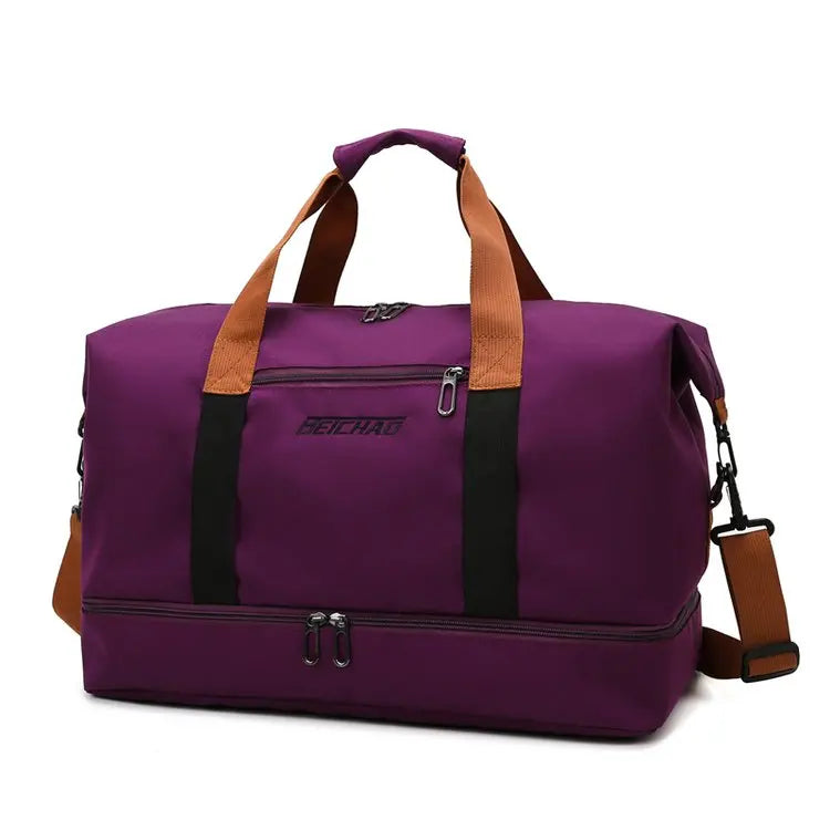 Waterproof Travel Duffle Bag Large Capacity Dry and Wet Sports Bag with Trolley Sleeve