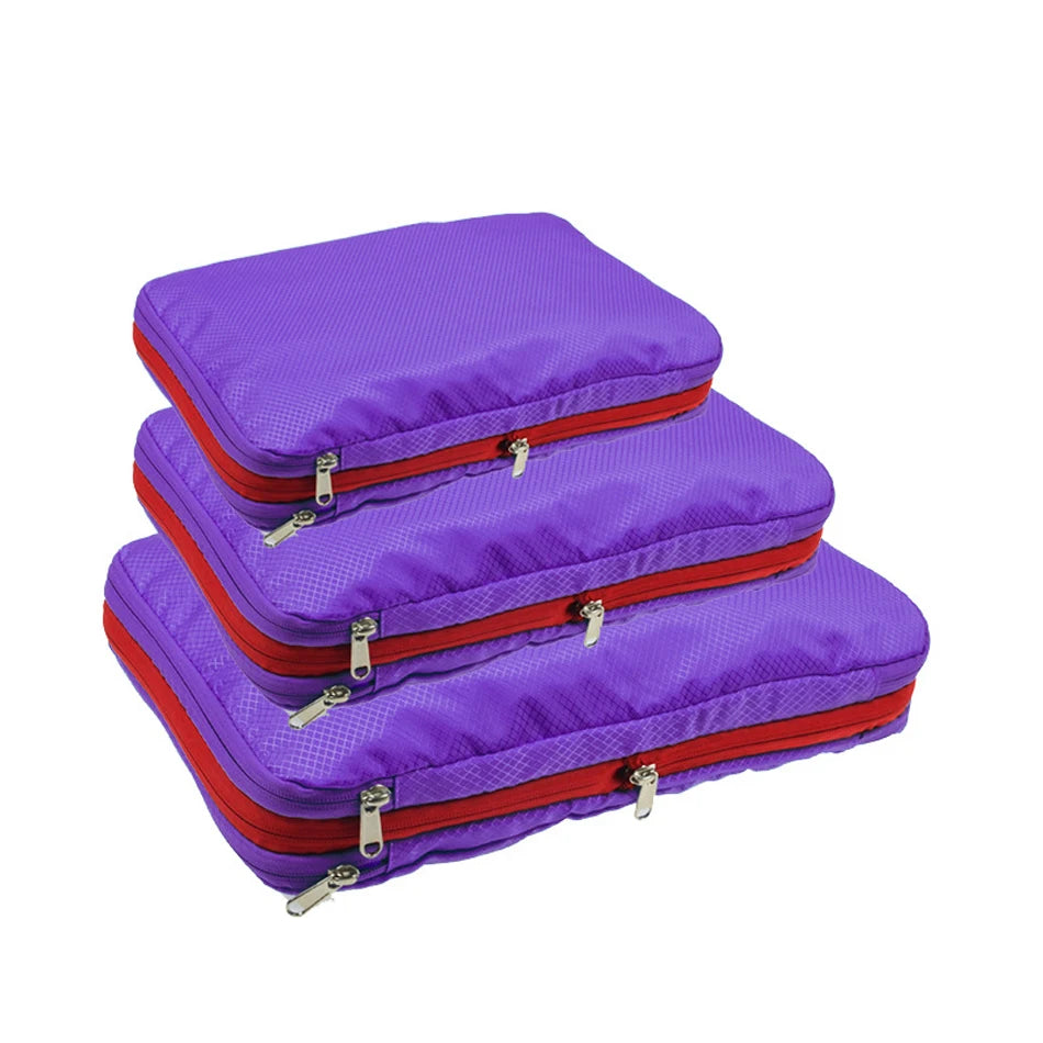 Compression Packing Cubes Double Layer Waterproof Travel Clothes Storage Organizer Bags Set
