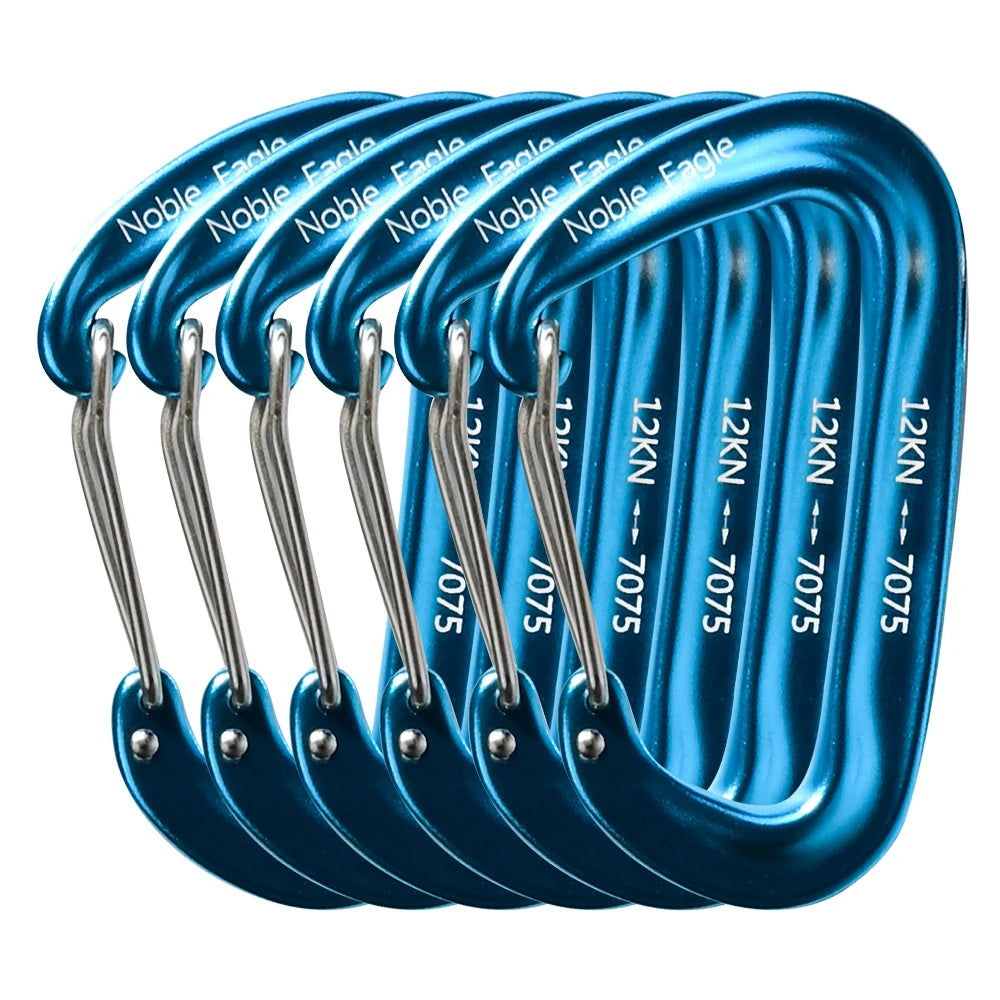 6PCS 12kN Heavy Duty Tactical Carabiner Clips Aluminium Non Locking Outdoor Hook Set