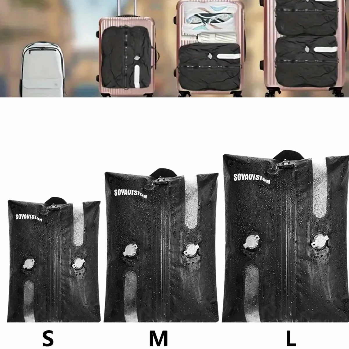 Reusable Travel Vacuum Bags Waterproof Compression Storage Bags for Luggage Space Saving