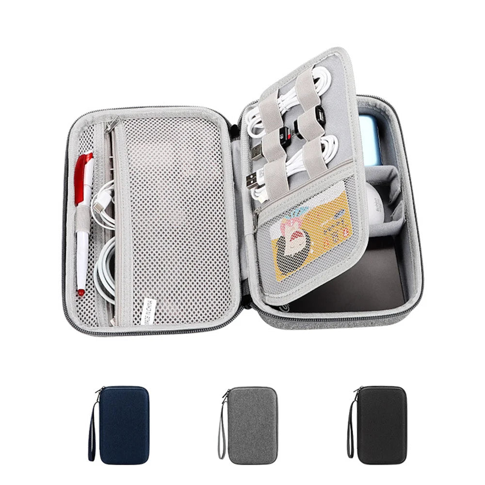 Large Capacity Travel Electronics Organizer EVA Hard Case Cable