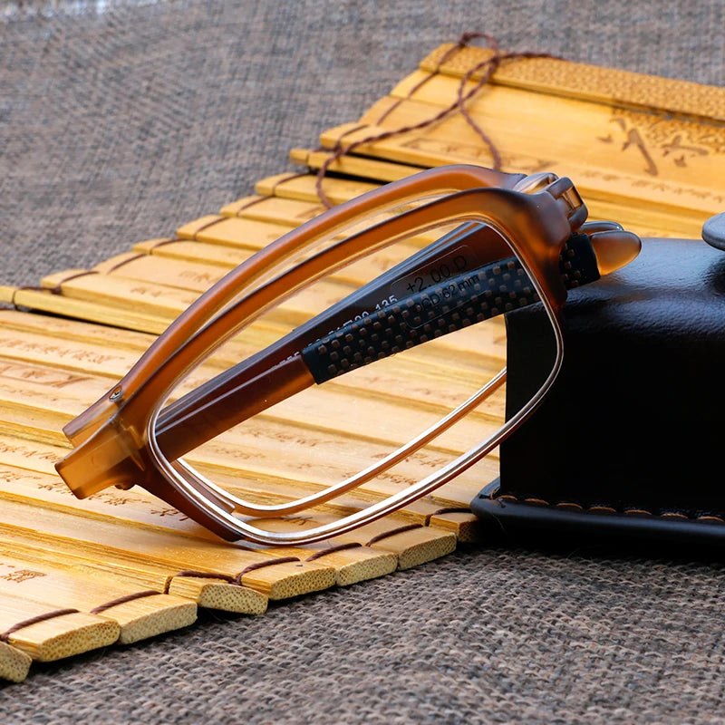 Ultralight Folding Reading Glasses TR90 Frame Portable Slim Presbyopia Spectacles Case Design