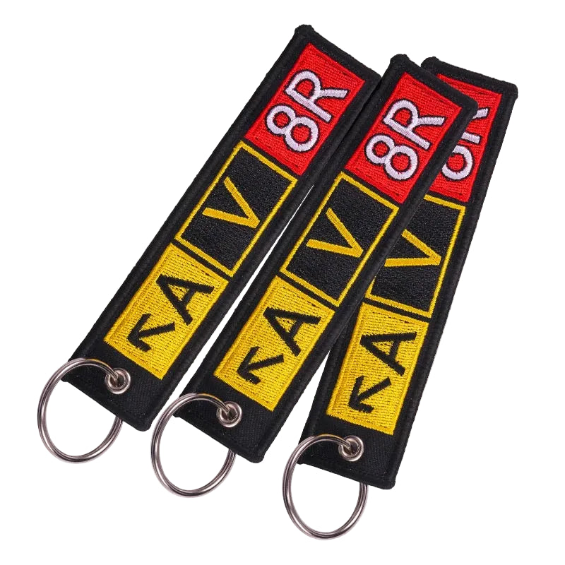 Aviation Pilot AV8R Embroidered Keyring Airport Taxiway Memorial Gift Key Chain VOIKUKKA