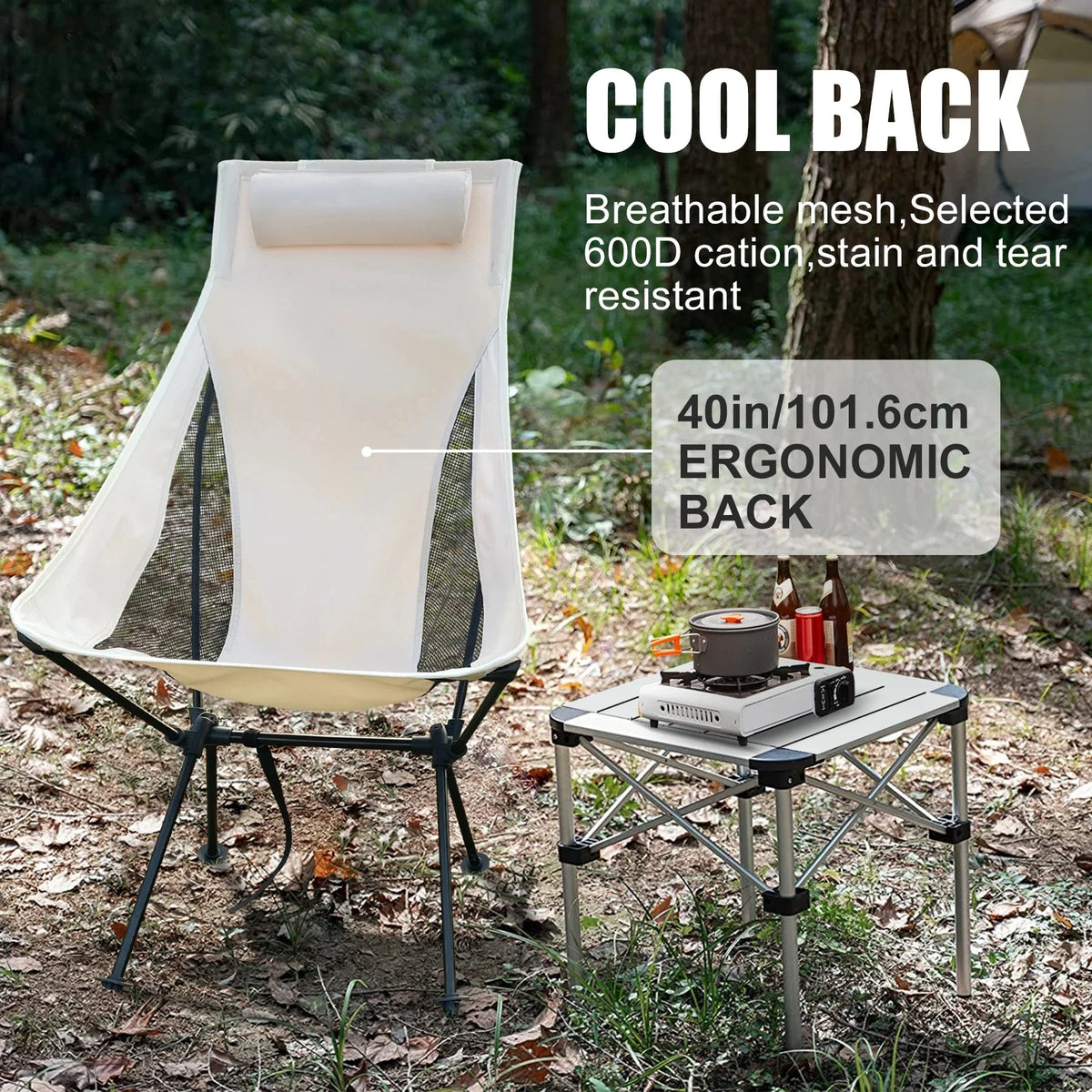 WEST TUNE Portable Folding Camping Chair with Headrest Lightweight Aluminium Travel