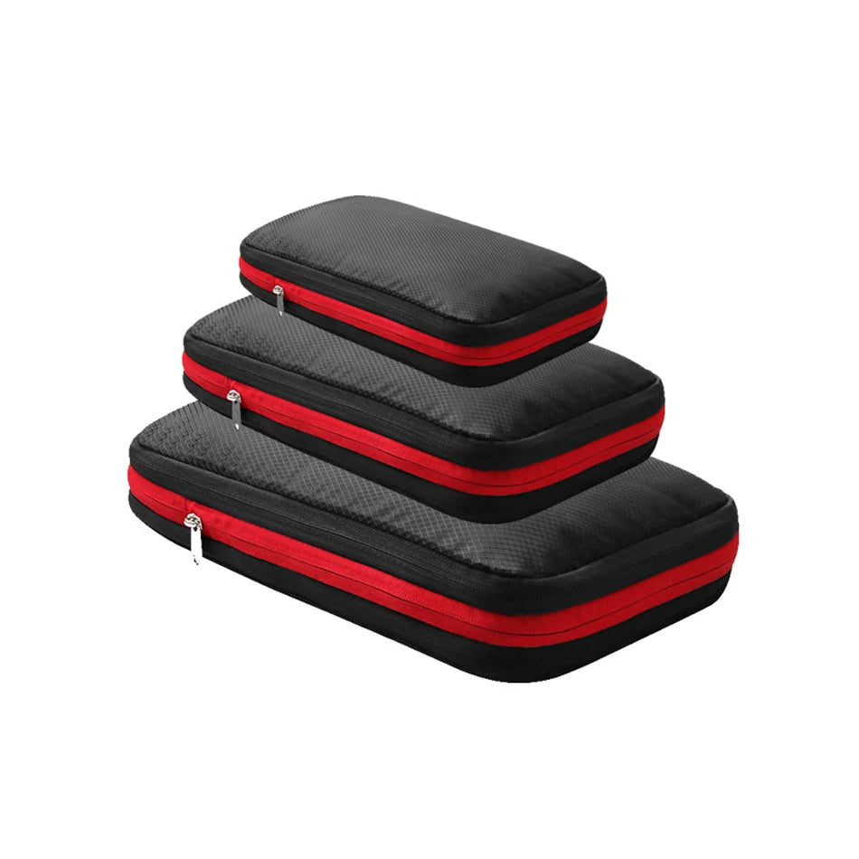 Compression Packing Cubes Double Layer Waterproof Travel Clothes Storage Organizer Bags Set