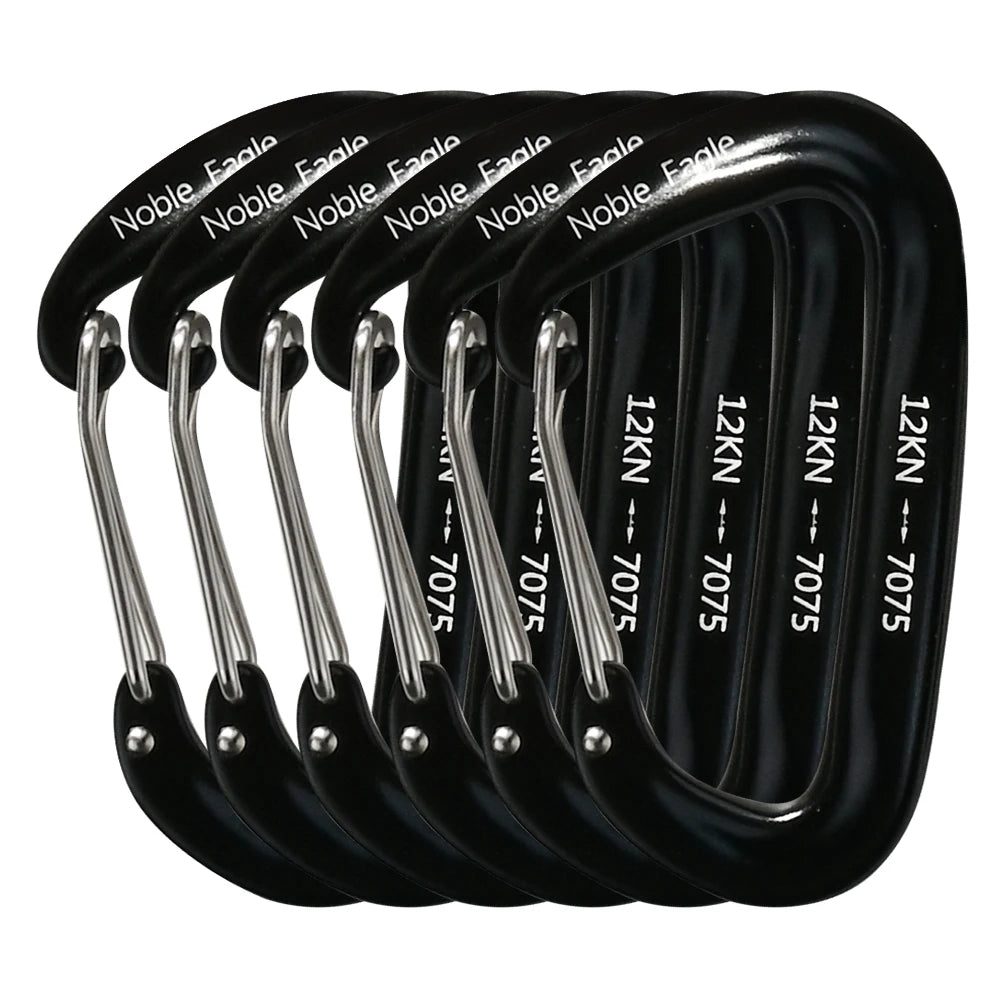 6PCS 12kN Heavy Duty Tactical Carabiner Clips Aluminium Non Locking Outdoor Hook Set