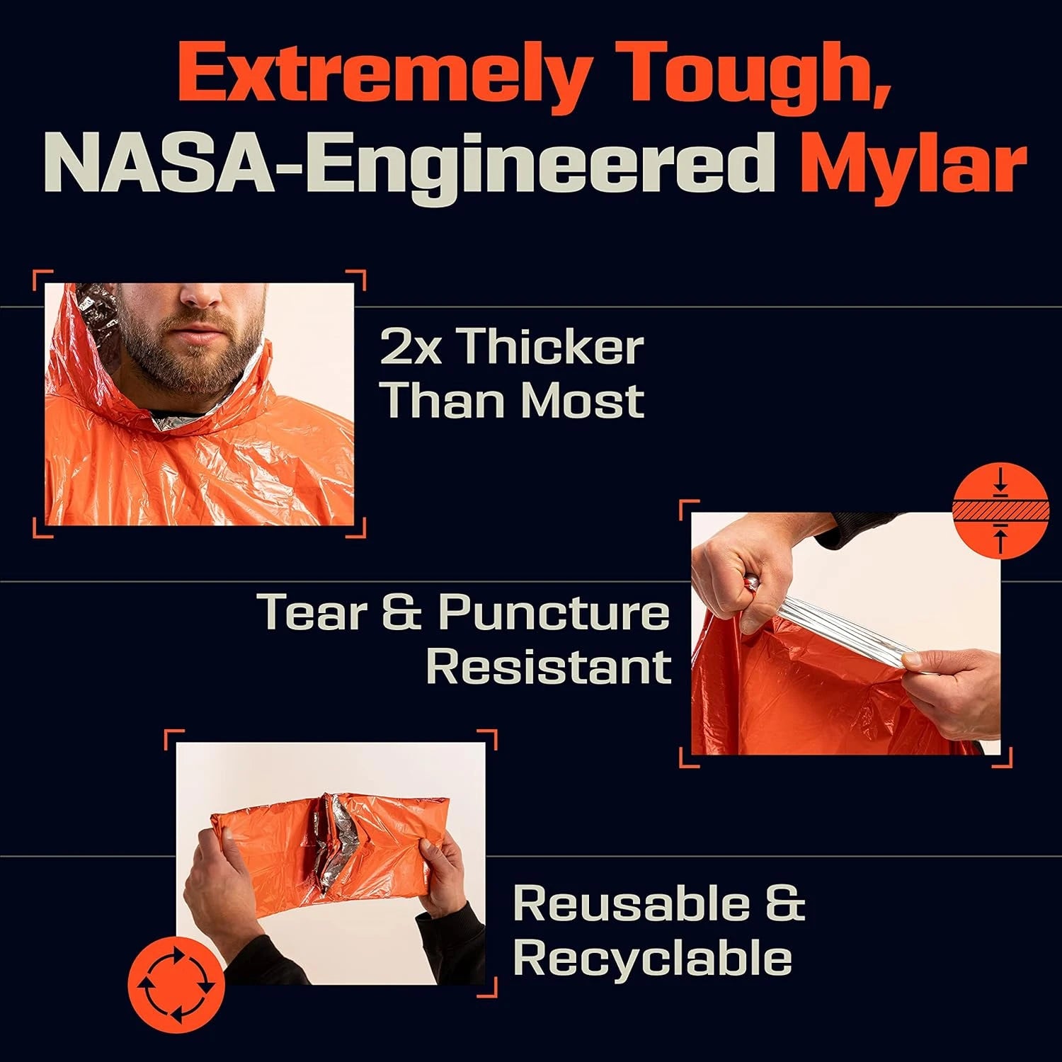 DIMIR Emergency Rain Poncho Thermal Blanket Waterproof Outdoor Survival Camping Gear