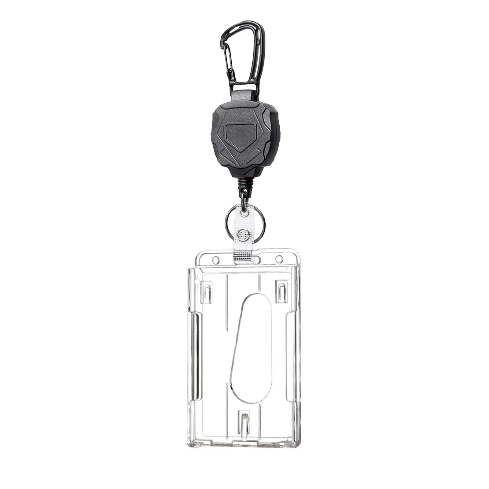 Retractable Heavy Duty Carabiner Keychain Steel Wire Pull Reel Ring