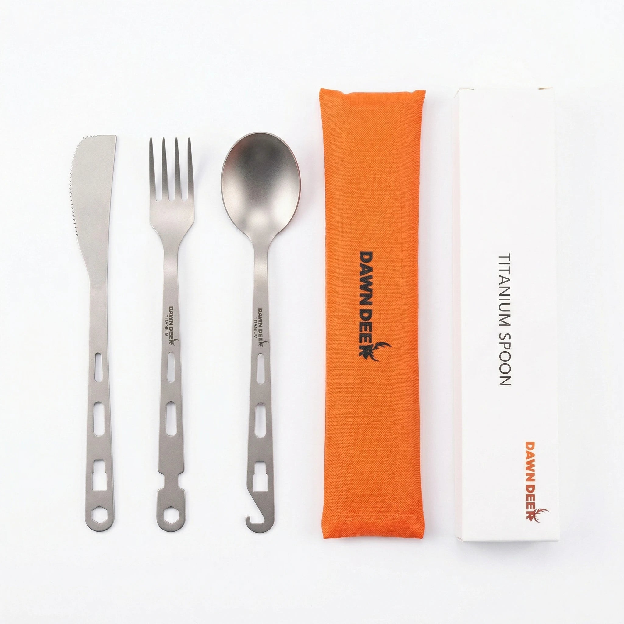3 in 1 Titanium Camping Cutlery Set Ultralight Spoon Fork Bottle Opener Outdoor Travel Utensil Tool