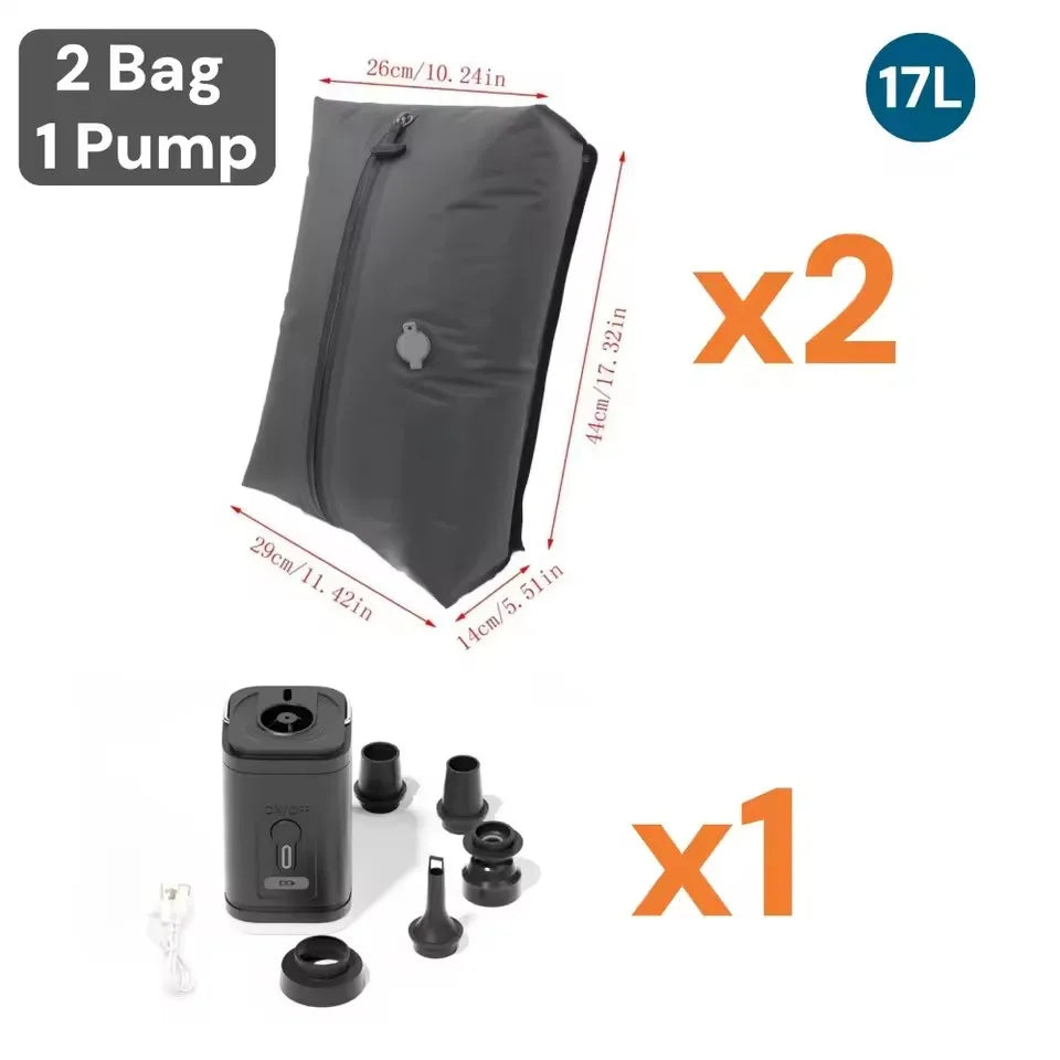 17L Vacuum Compression Storage Bag with Air Pump Reusable Travel Luggage Clothes Organiser