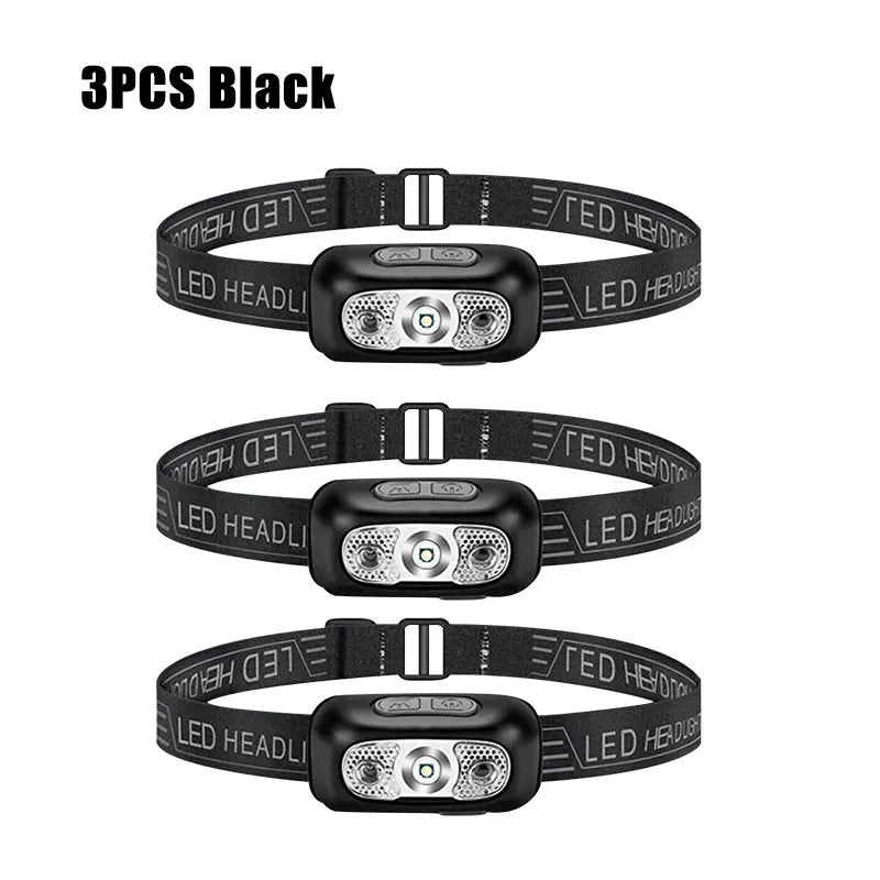 Mini LED Sensor Headlamp USB Rechargeable Super Bright Adjustable Angle Torch Headlight