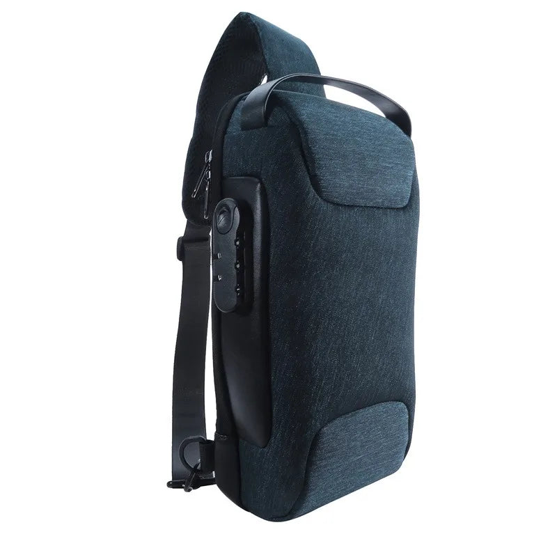 CLYINE USB Crossbody Bag Waterproof Anti Theft Oxford Chest Pack