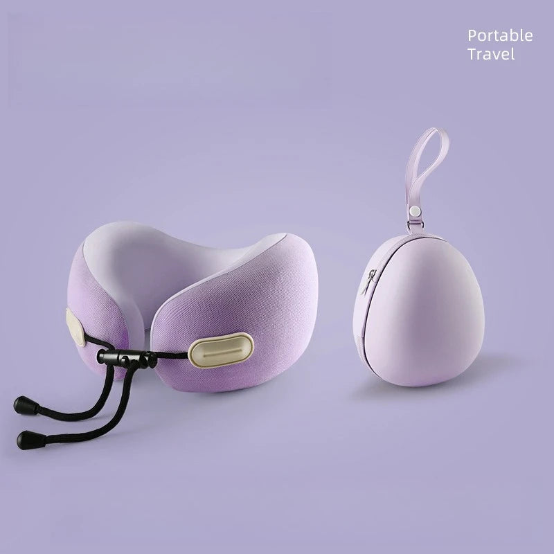 Memory Foam U Shaped Neck Pillow Compact Foldable Travel Pillow for Airplane Flights and Naps