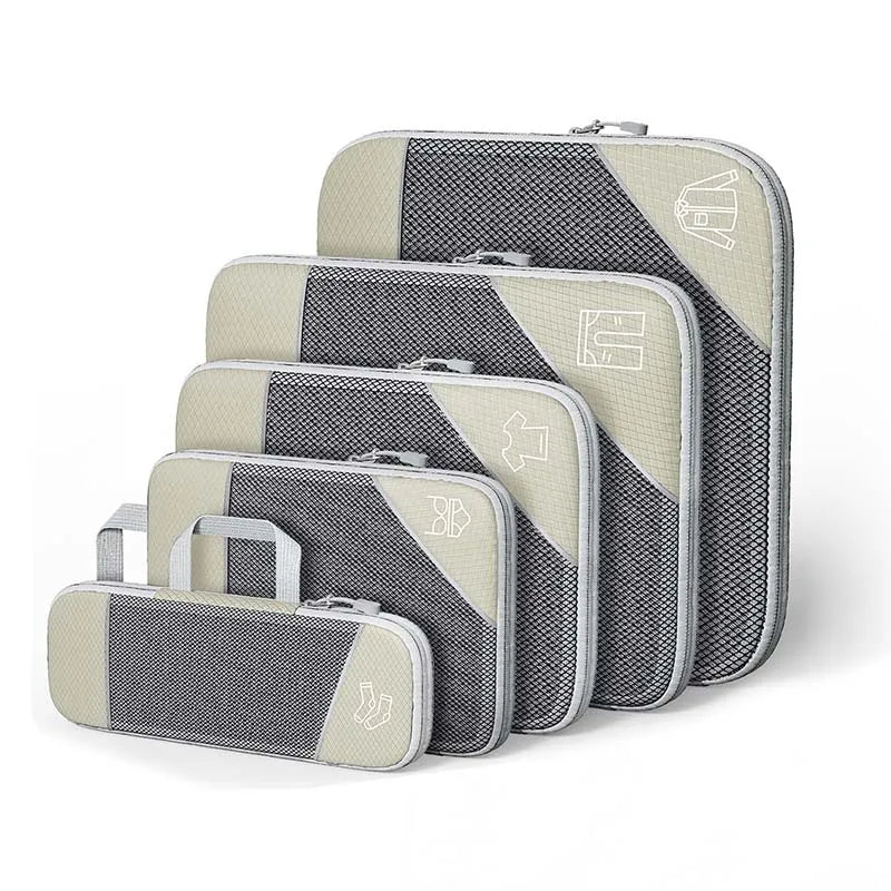 5 Piece Travel Organiser Packing Cubes Set Clothes Storage Compression Bags for Suitcase