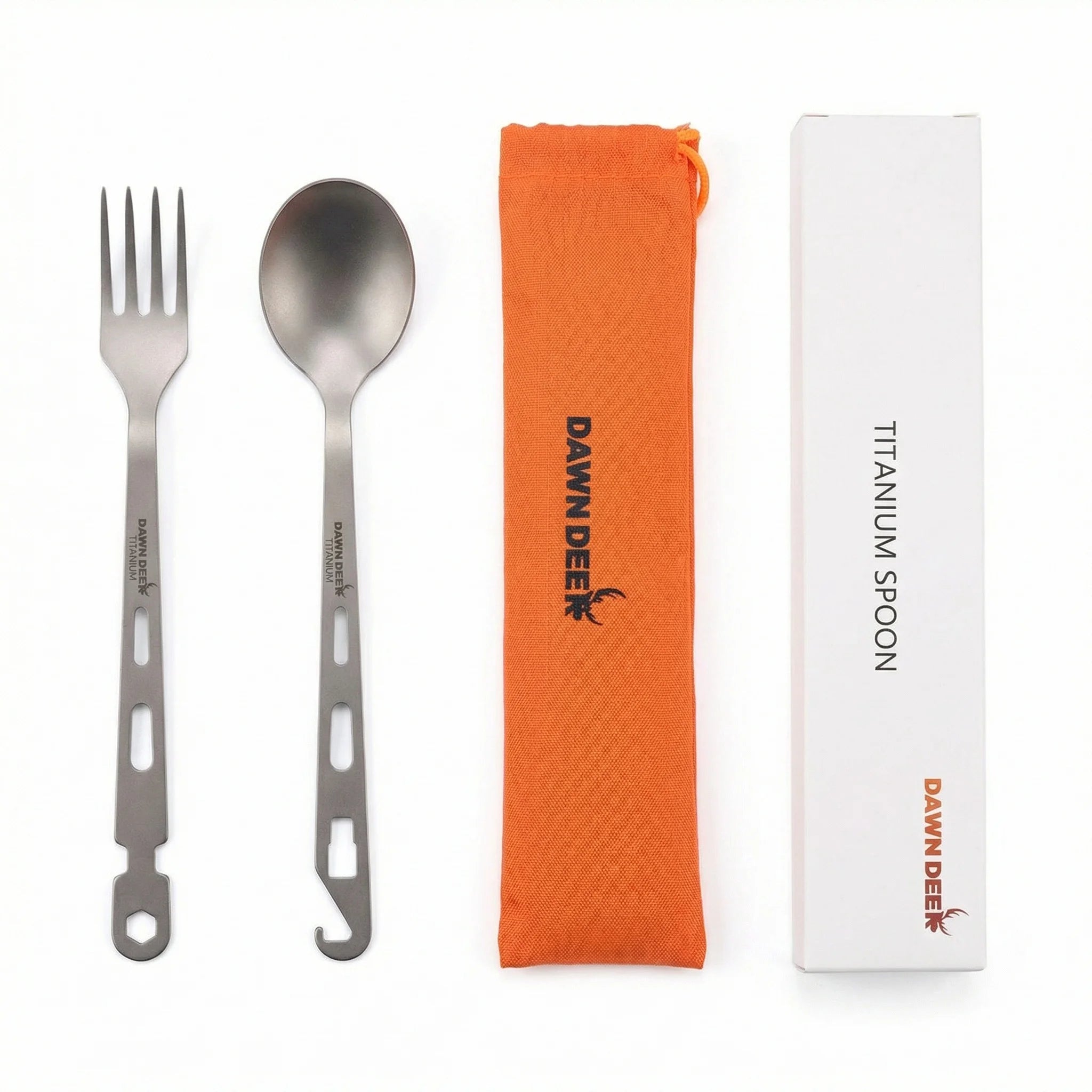 3 in 1 Titanium Camping Cutlery Set Ultralight Spoon Fork Bottle Opener Outdoor Travel Utensil Tool