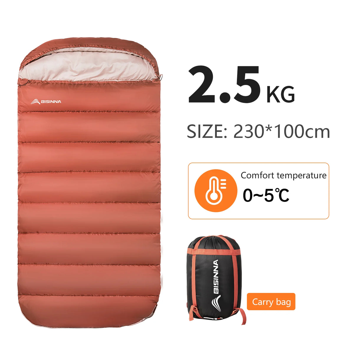 BISINNA Large 3 Season Sleeping Bag Lightweight Widen Long Adult Envelope Camping Bag