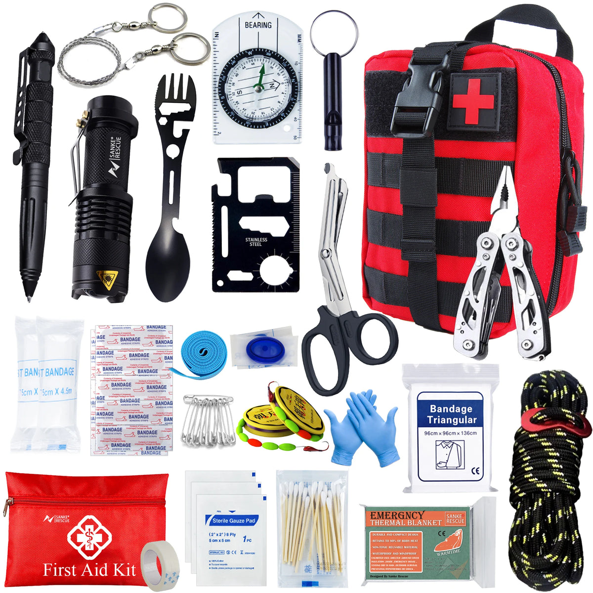 24-in-1 Tactical First Aid Survival Kit Molle EDC Pouch Camping Car Emergency Medical Bag Set