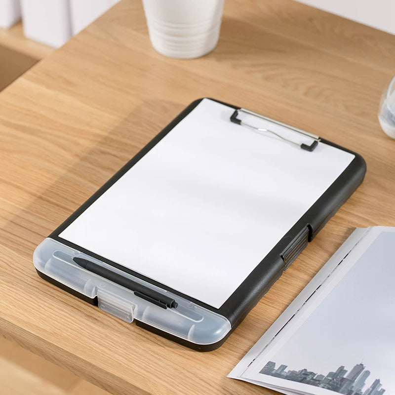 Large A4 Waterproof File Box with Clipboard Pen Holder Portable Document Storage Organiser Case