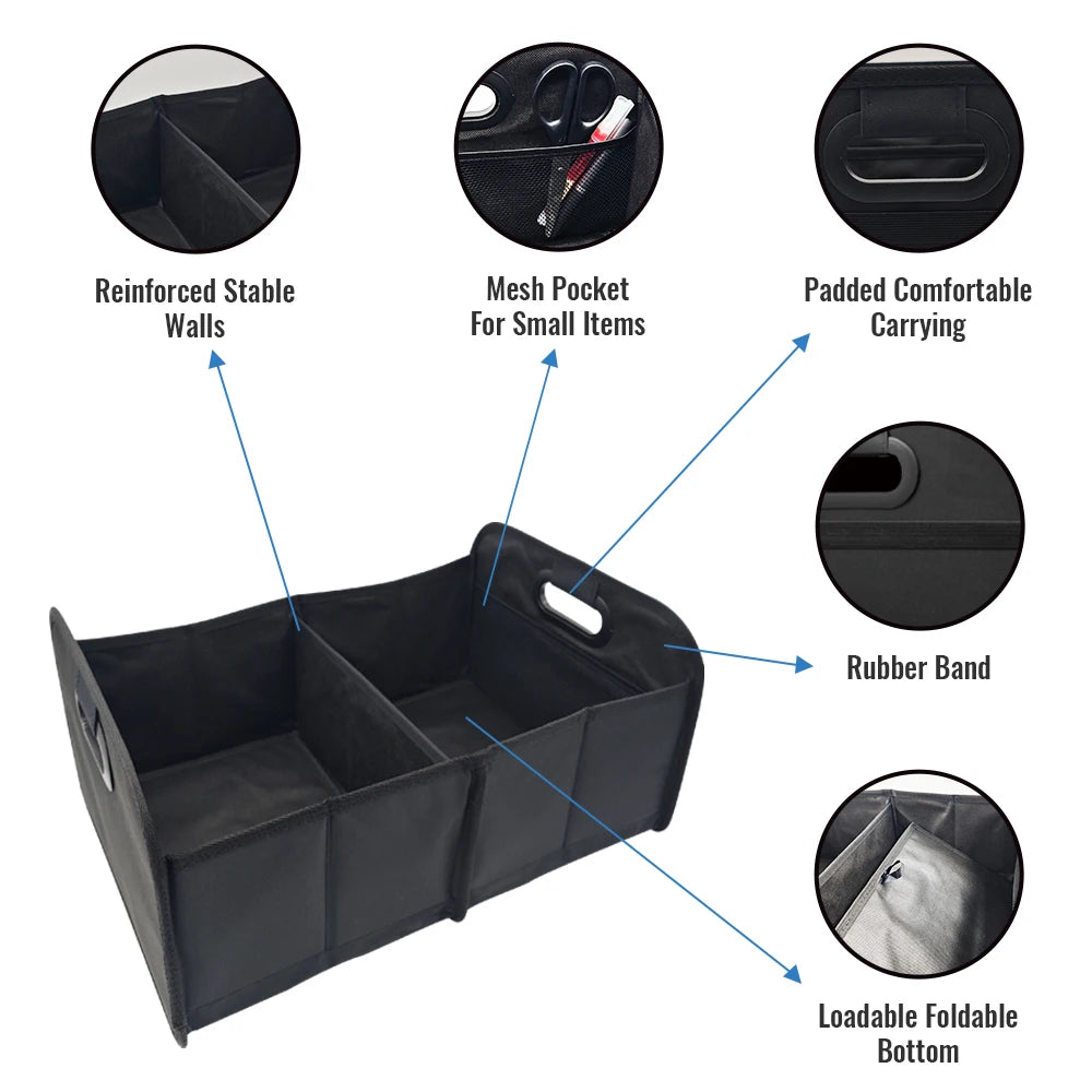 Foldable Car Boot Organiser Storage Box Portable SUV Camping Travel Cargo Organiser with Handles